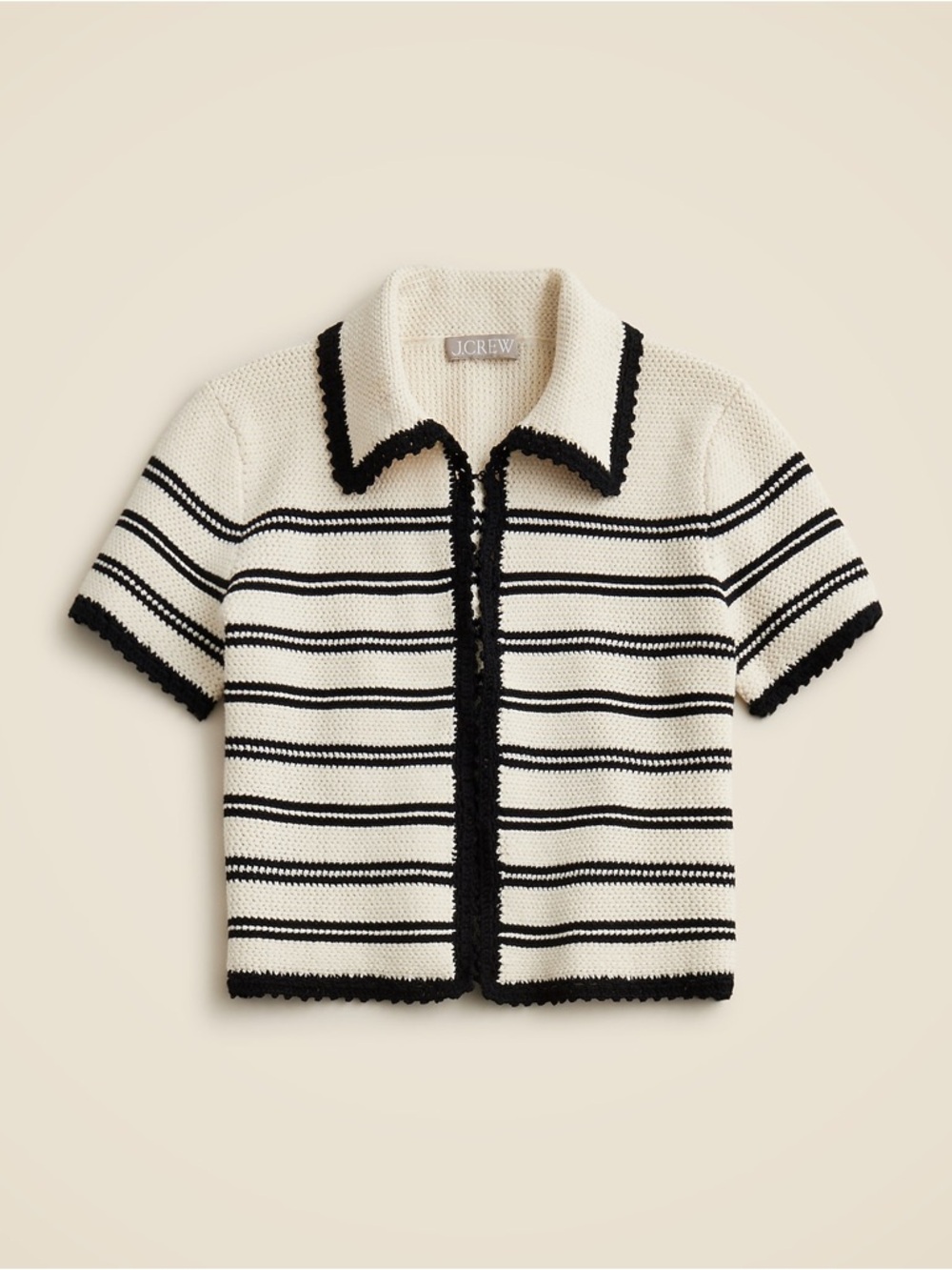 J. Crew Crochet short-sleeve cardigan in stripe